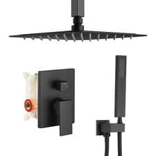8" Black Rainfall Shower Faucet Set