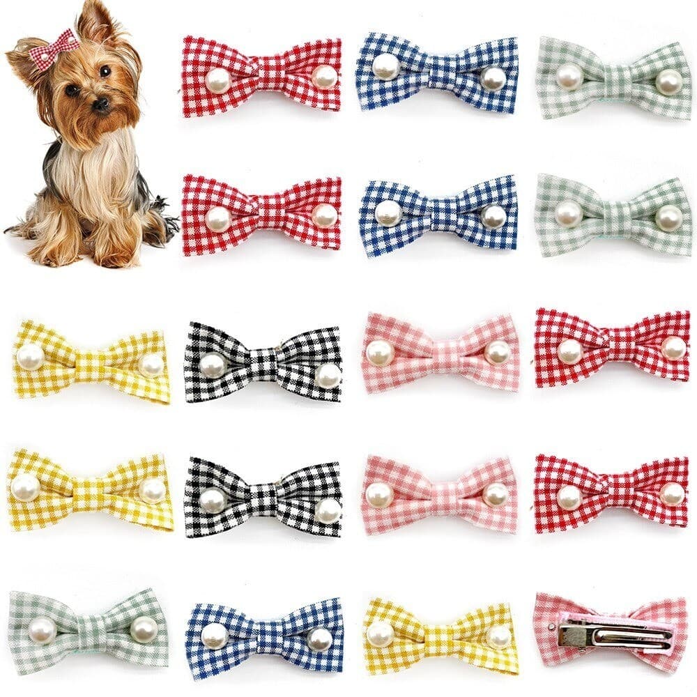 50Pcs Pearl Design Allow Clip Luxury Dog Hair Bow Pet Hair Grooming Accessories