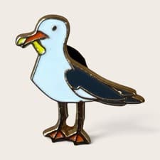 Seagull With French Fry Enamel Lapel