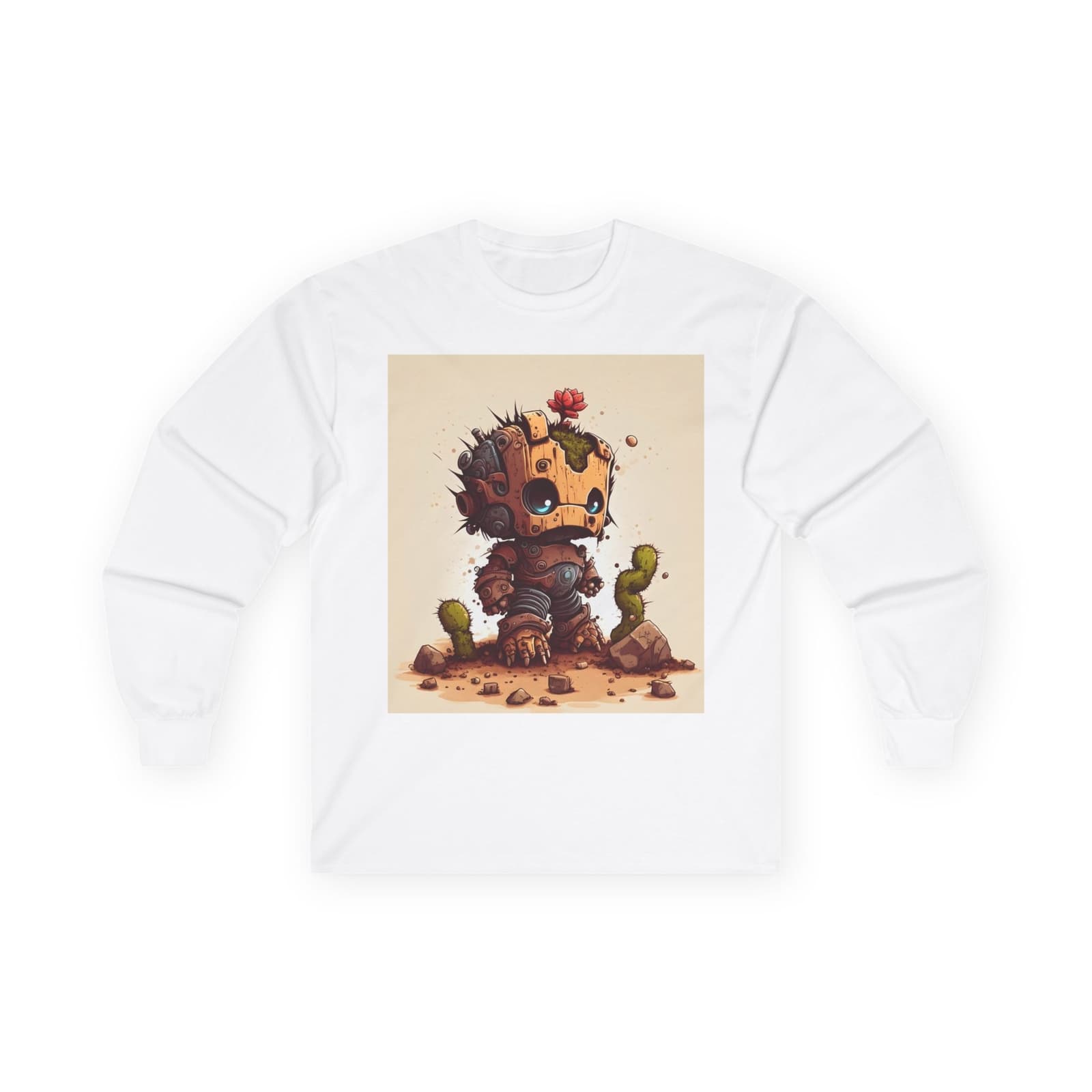 Playful Robot Long Sleeve Tee - Fun Gift for Tech Lovers, Unique Art T-Shirt,