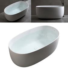 Small Freestanding Soaking Tub, Stone Resin