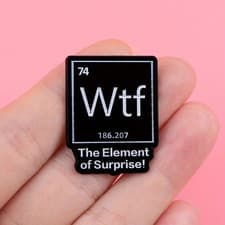 WTF Black Enamel Pin Brooch Novelty