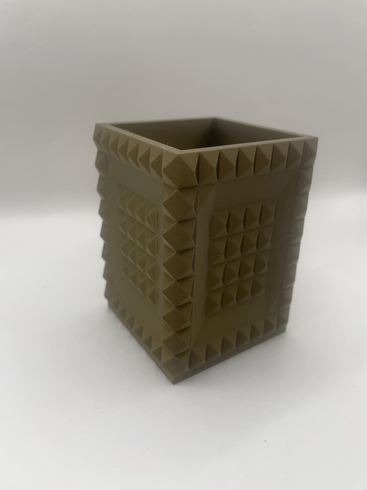 Studded Desk Organizer | Bronze Pen Holder for Office Decor | Unique Pyramid