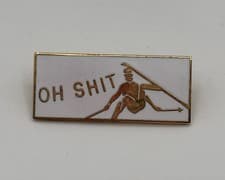 VTG Oh Sh Skier Crash Enamel