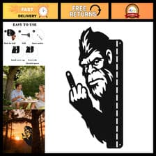 Bigfoot Peeping Metal Sign Outdoor Yard
