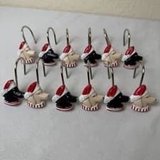 Set Of 12 Golden Black Dogs