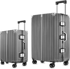 Zipperless Gray Hard Shell Luggage Set
