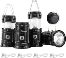Solar LED Camping Lantern 4-pack USB