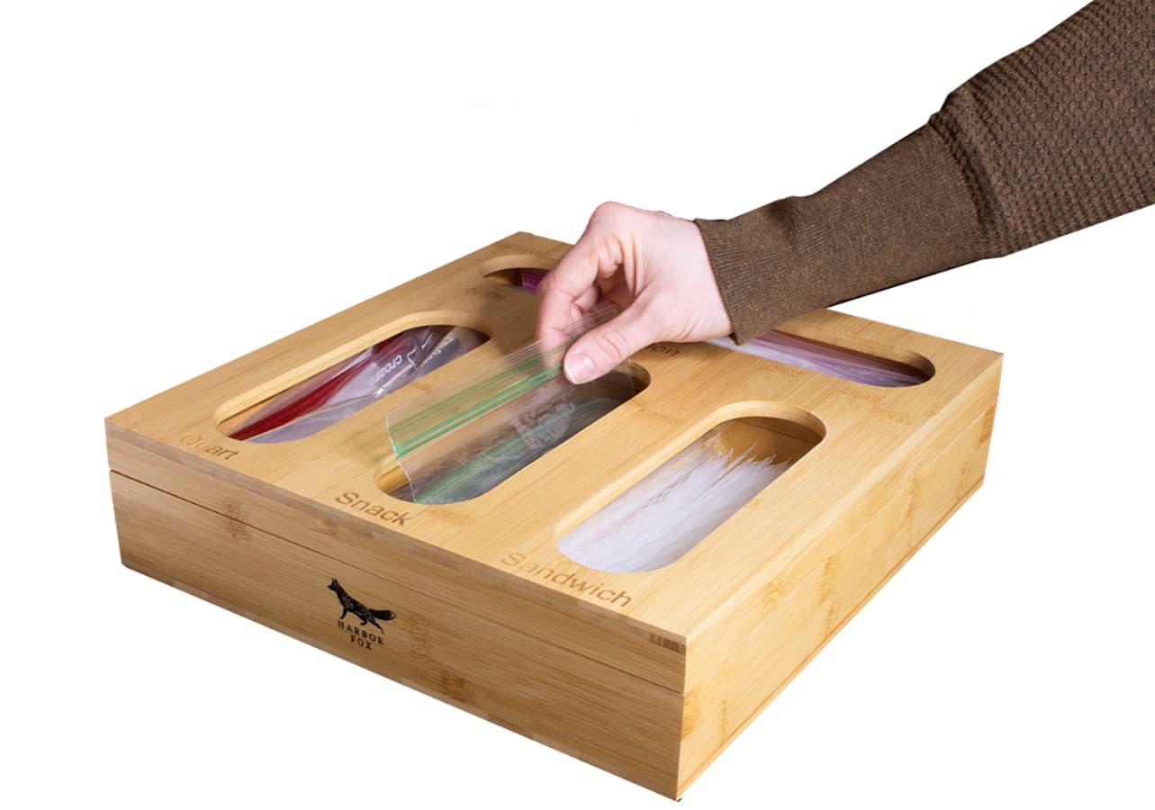HARBOR FOX Bamboo Plastic Ziploc Storage Organizer Holders for Kitchen Drawer