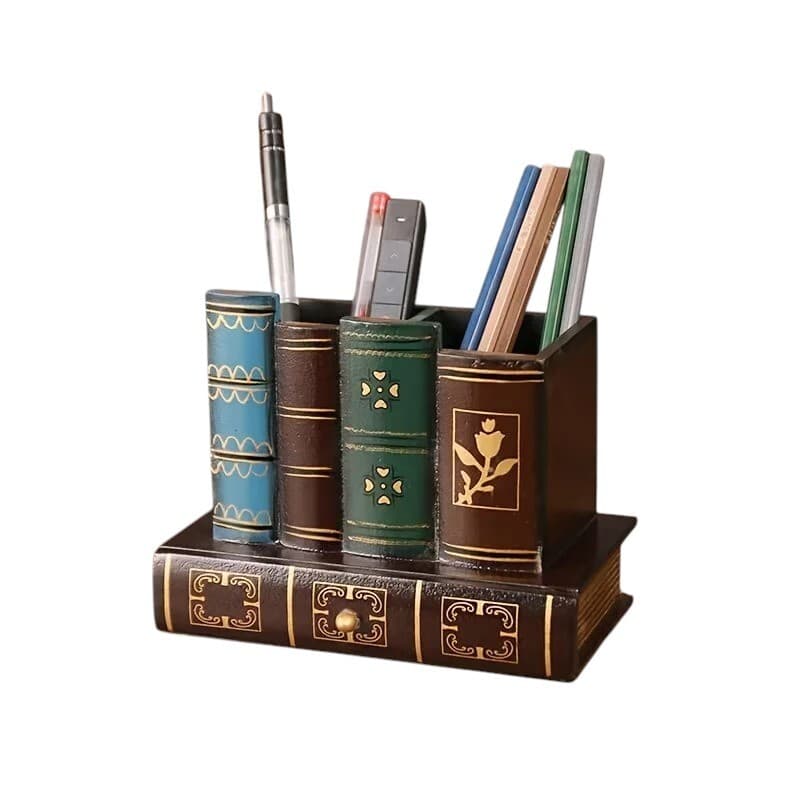 Unique Desk Organizer, Decorative Storage Box, Vintage Wooden Pen Holder