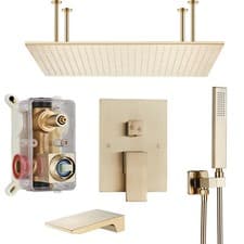 Brushed Gold Shower Faucet Set Rainfall