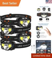 Versatile 4-pack Headlamps Ultra-bright, Rechargeable, 10-hour