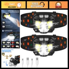 Ultra-bright LED Headlamp Flashlight Rechargeable, Waterproof,
