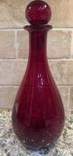 Ruby Red Glass Decanter W/ Ball