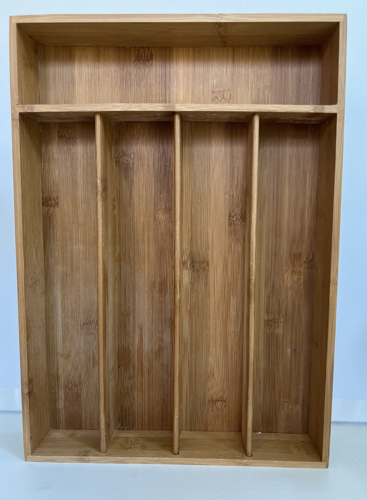 Bamboo Kitchen Utensil Silverware Drawer Organizer Tray, 14’’ X 10’’.