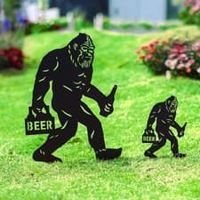 Bigfoot Garden Stakes Metal Sasquatch Silhouette