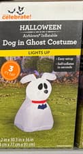 Dog In Ghost Costume Halloween Yard