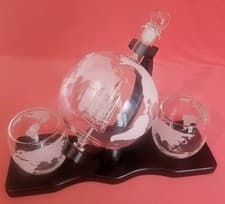850ml Globe Decanter Etched Globe Glasses,