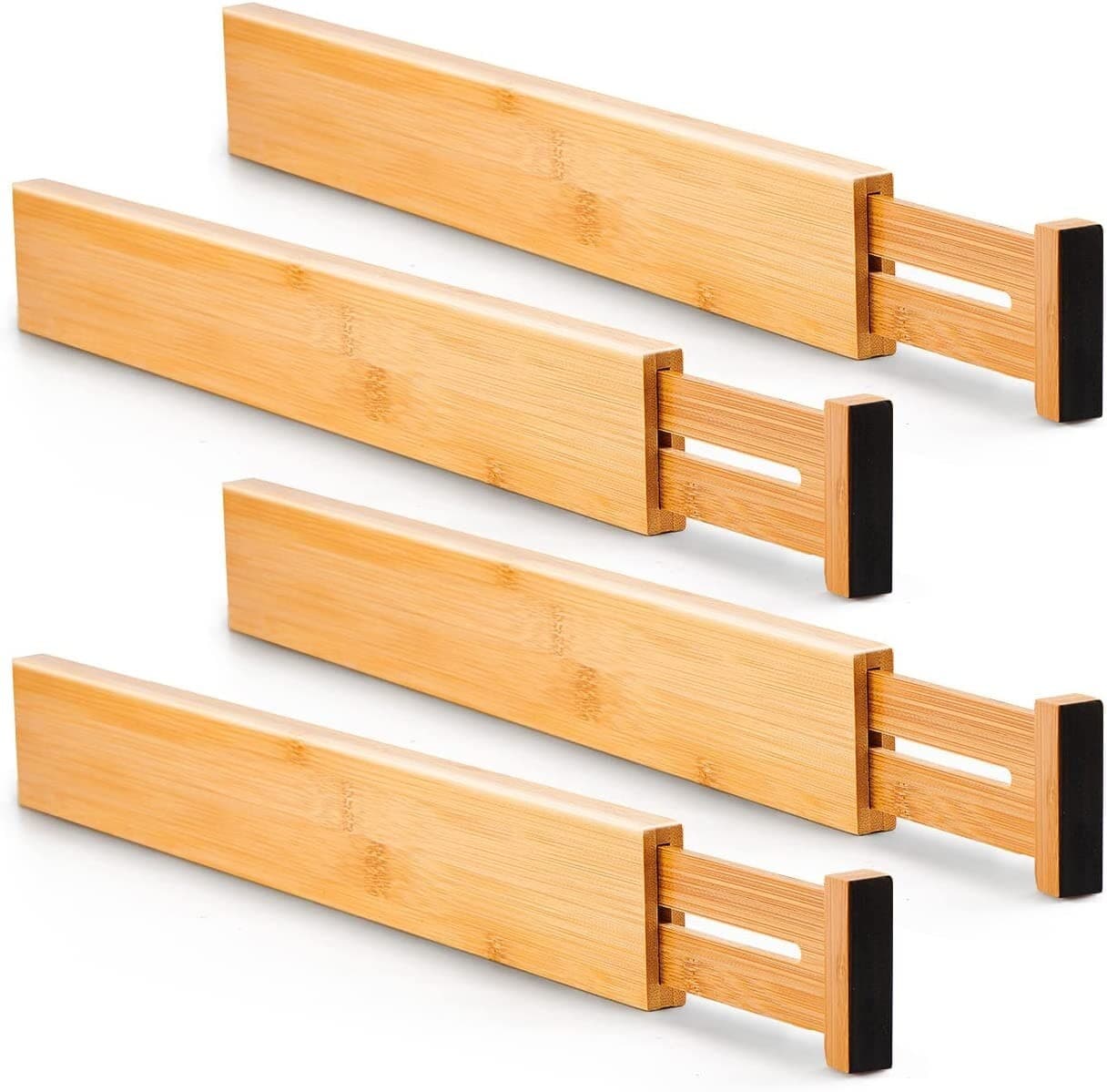 4 pcs Bamboo Kitchen Drawer Dividers 16.8-21.8 IN Adjustable Drawer Organizers