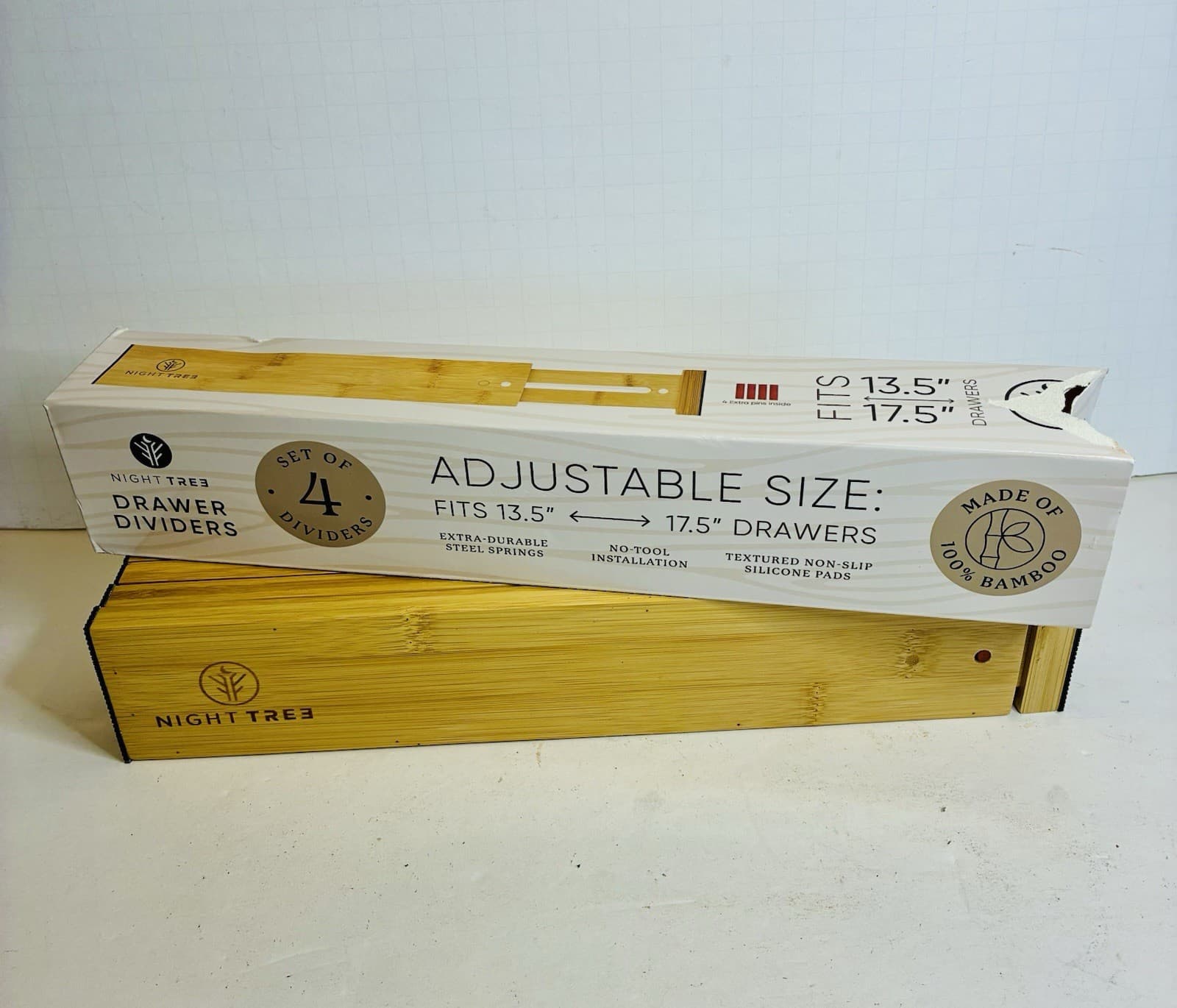 Bamboo Kitchen Drawer Dividers Organizers Adjustable Set of 4, 14-17" Expandable