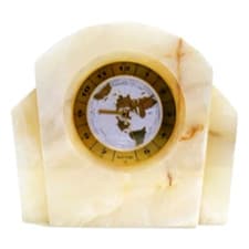 Large Table Clock White Onyx Executive
