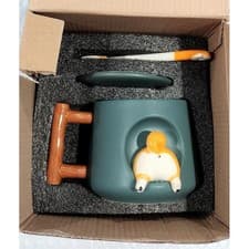 Corgi Dog Ceramic Mug With Lid