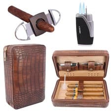 Amancy Premium Brown Leather Travel Cigar