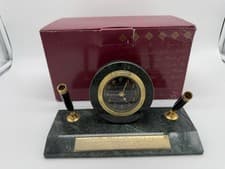 Green Marble Executive Desk Set Clock