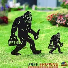 Bigfoot Drinking Metal Garden Stakes Outdoor