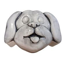 Vtg Sleeping Puppy Dog Trinket Box