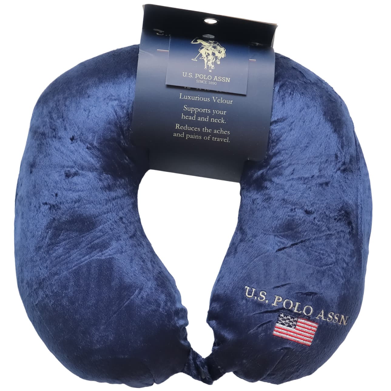 Navy U.S. Polo Free Shipping Travel Neck Pillow 12" x 13" x 4" Luxurious Velour