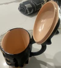 Black Ceramic Figural Skull Novelty Mug