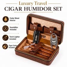 Cigar Humidor Travel Case Set Cedar
