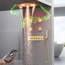 Brushed Gold 600 400mm LED Showerhead