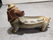 Dachshund Ashtray Trinket Dish —ceramic Novelty