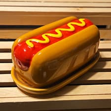 Dog Novelty Ceramic Butter Dish W/