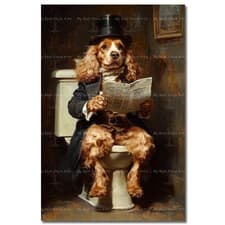 Dog Newspaper Reader Art Print, Top