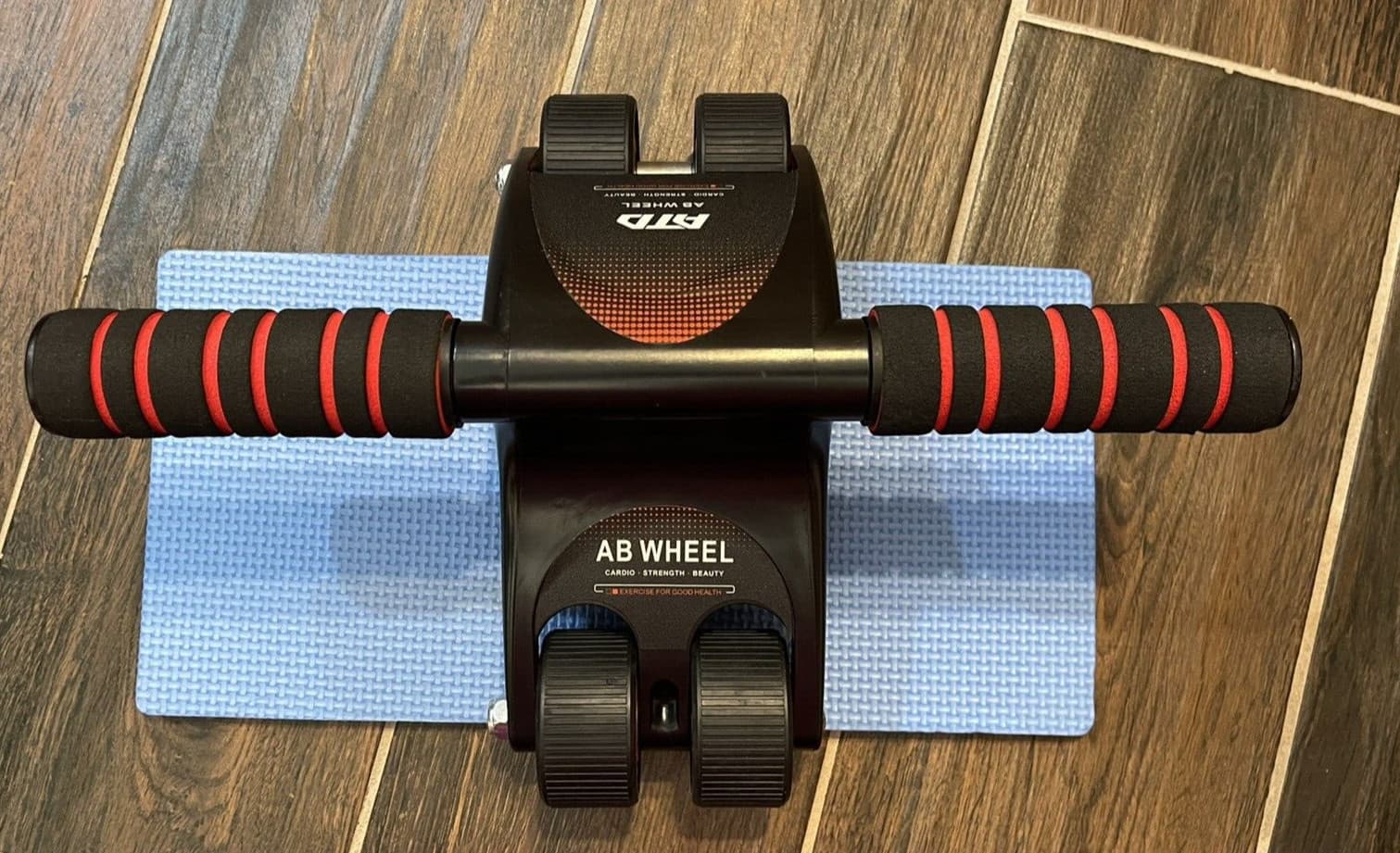 AB Roller for ABS and Core Workout ATD 4 Wheels Exercise Red and Black
