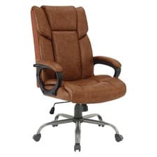 High-back In Saddle Brown Faux Leather