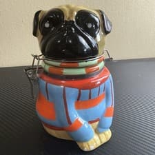 Ceramic Pug Dog Cookie Jar Treat
