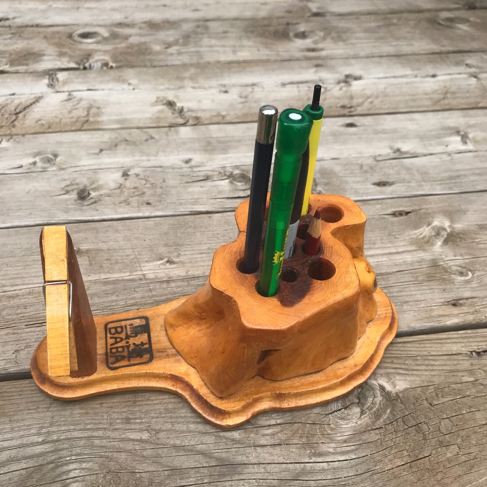 Handmade Wooden Pen Holder Desk Organizer For Home & Office Unique Vintage Decor