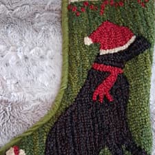 Handmade Wool Velvet Christmas Stocking Dog