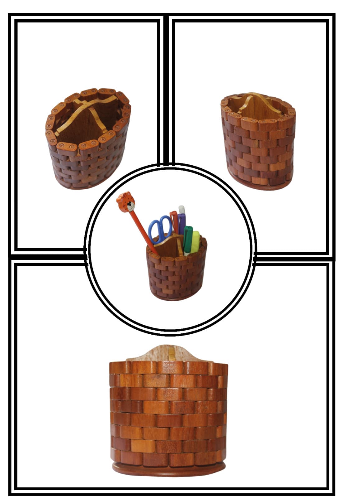 Natural Wooden Unique Pencil Holder/pen Desktop Organizer/ Make Up Container Box