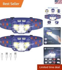 Ultra-bright Waterproof LED Headlamp 2-pack, Rechargeable